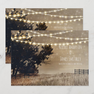 Rustic Country Field & Lights Country Wedding Invitation