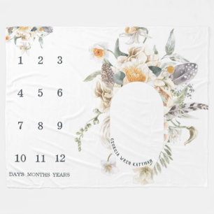 Rustic Country Floral Baby Milestone Blanket