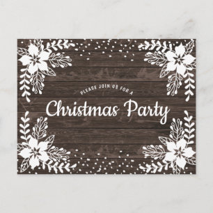 Rustic Country Floral Christmas Party Invitation Postcard