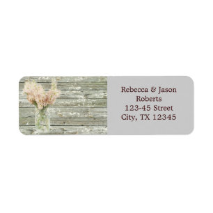 rustic country floral mason jar wedding return address label