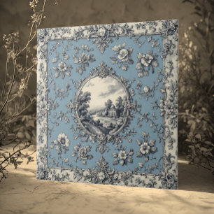 Rustic Country Floral Motifs Mute Tones Distressed Ceramic Tile