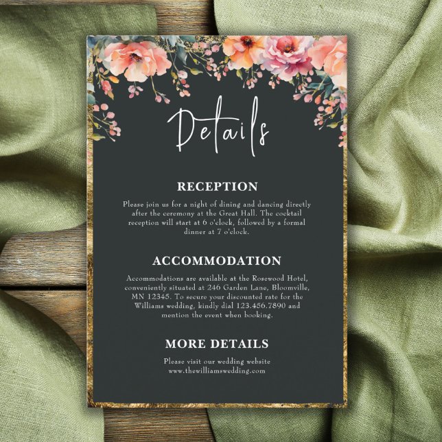 Rustic Country Floral Sage Green Wedding Details Enclosure Card (Rustic Country Floral Sage Green Wedding Details Enclosure Card)