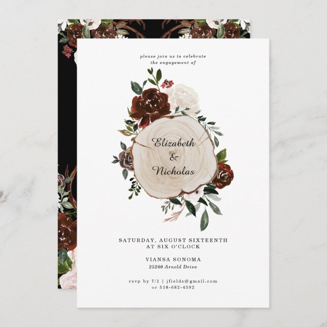Rustic Country Floral Wedding Engagement Party Invitation (Front/Back)