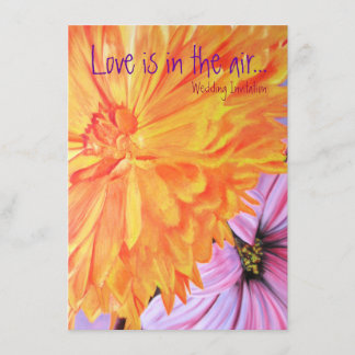 Rustic country florals love wedding invites