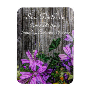 Rustic Country Flowers On Barn Board  Magnet
