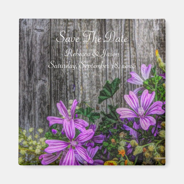 Rustic Country Flowers On Barn Board  Magnet (Front)