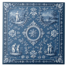 Rustic Country French Toile Heritage Pastoral Blue