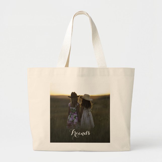 Rustic Country Friends Large Tote Bag (Front)