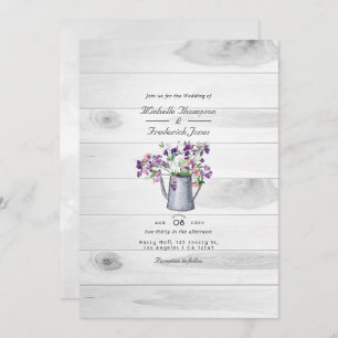 Rustic Country Garden Floral QR Code RSVP Wedding  Invitation