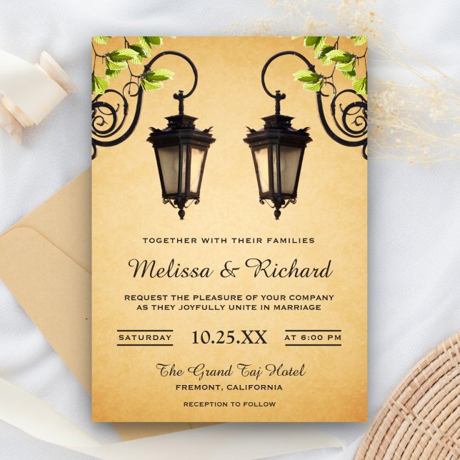Rustic Country Garden Hanging Lanterns Wedding Invitation (Creator Uploaded)