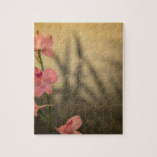 rustic country garden pink flowers wildflower jigsaw puzzle