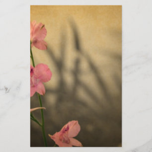 rustic country garden pink flowers wildflower stationery