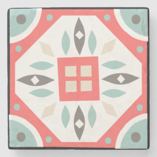 Rustic Country Geometric Colourful Shapes Stone Coaster