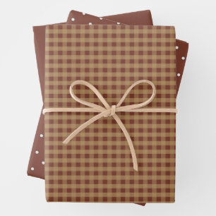 Rustic Country Gingham and Polka Dots  Wrapping Paper Sheet