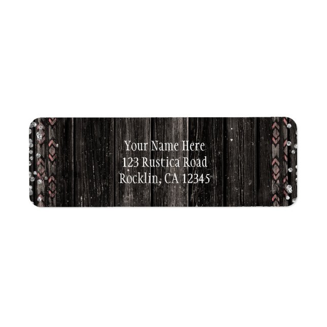 Rustic Country Glam Southwestern Wood Invitation Return Address Label (Front)