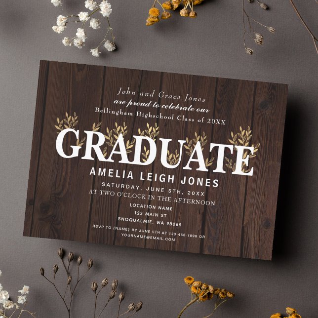 Rustic Country Gold Leaf Graduation Party  Invitation (Creator Uploaded)