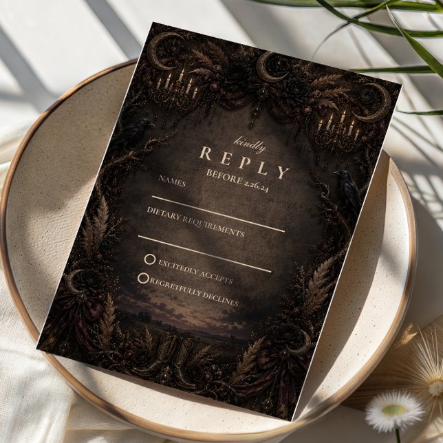 Rustic Country Goth Wedding RSVP Card (Creator Uploaded)