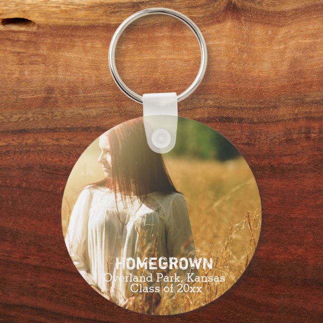 Rustic Country Graduation Photo Class of 20XX Key Ring (Front)