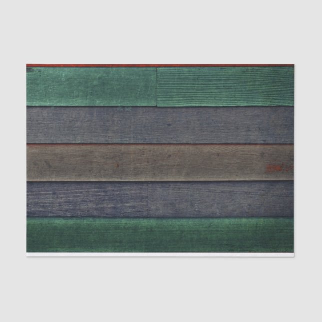 Rustic Country Green Grey Brown Wood Grain Texture Tissue Paper (Front)