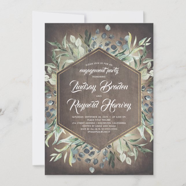 Rustic Country Greenery Barn Engagement Party Invitation (Front)