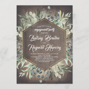 Rustic Country Greenery Barn Engagement Party Invitation