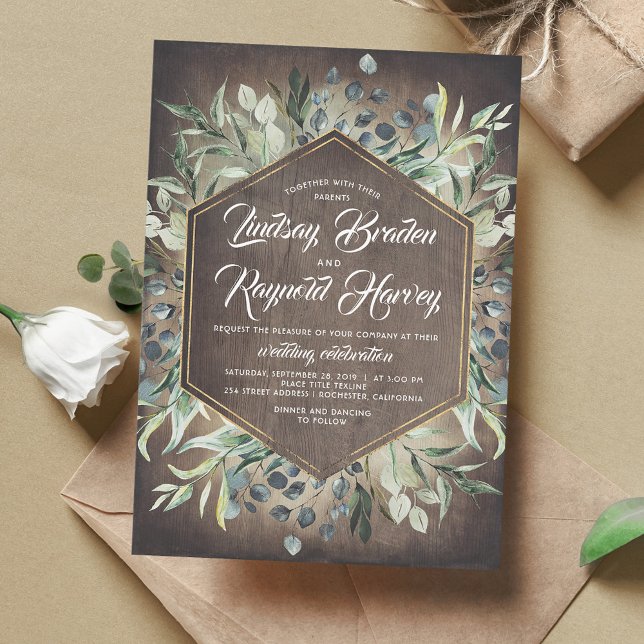 Rustic Country Greenery Foliage Barn Wedding Invitation (Creator Uploaded)