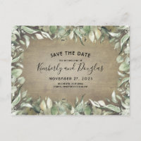Rustic Country Greenery Frame Save the Date