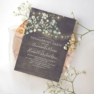 Rustic Country Greenery Garden Engagement Party Invitation