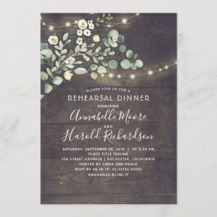 Rustic Country Greenery Wedding Rehearsal Dinner Invitation