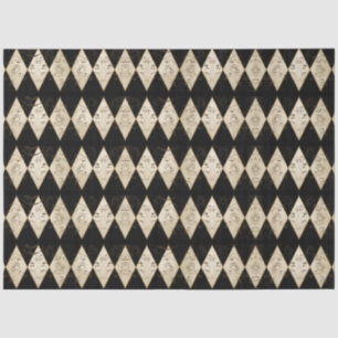 Rustic Country Harlequin Black and Tan Decoupage Tissue Paper