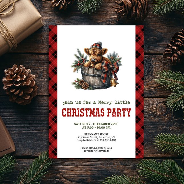 Rustic country highland cow Christmas celebration Invitation (Rustic country highland cow Christmas celebration)