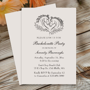 Rustic Country Horse Elegant Western Bachelorette Invitation
