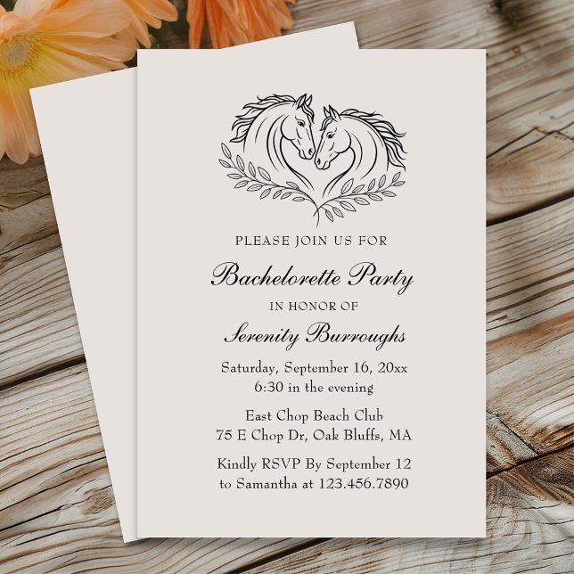 Rustic Country Horse Elegant Western Bachelorette Invitation (Creator Uploaded)