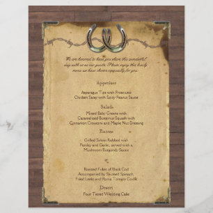 Rustic Country Horseshoes Wedding Menu