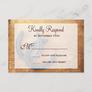 Rustic Country Horseshoes Wedding RSVP Cards