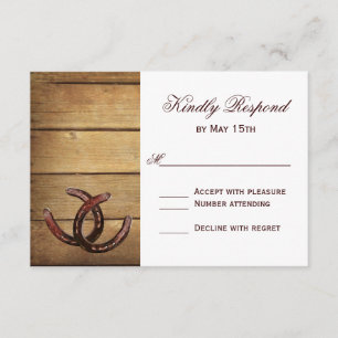Rustic Country Horseshoes Wedding RSVP Cards