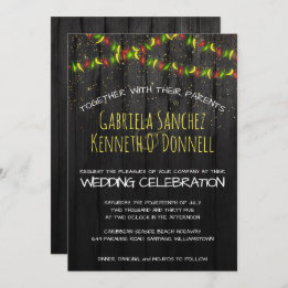 Rustic Country Hot Peppers String Lights Invitation