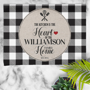 Rustic Country Kitchen Family Name Tea Towel