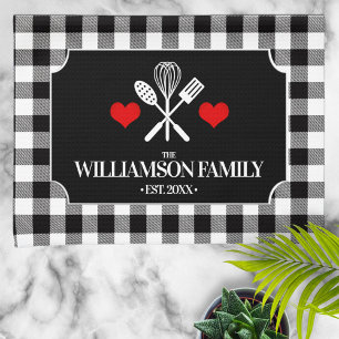 Rustic Country Kitchen Family Name Tea Towel