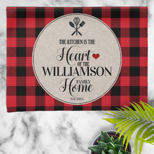 Rustic Country Kitchen Family Name Tea Towel