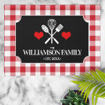 Rustic Country Kitchen Family Name Tea Towel<br><div class="desc">A charming,  rustic country kitchen design featuring a classic red gingham plaid pattern,  and a personalised label. A great gift idea for birthday's,  housewarming or just because!</div>