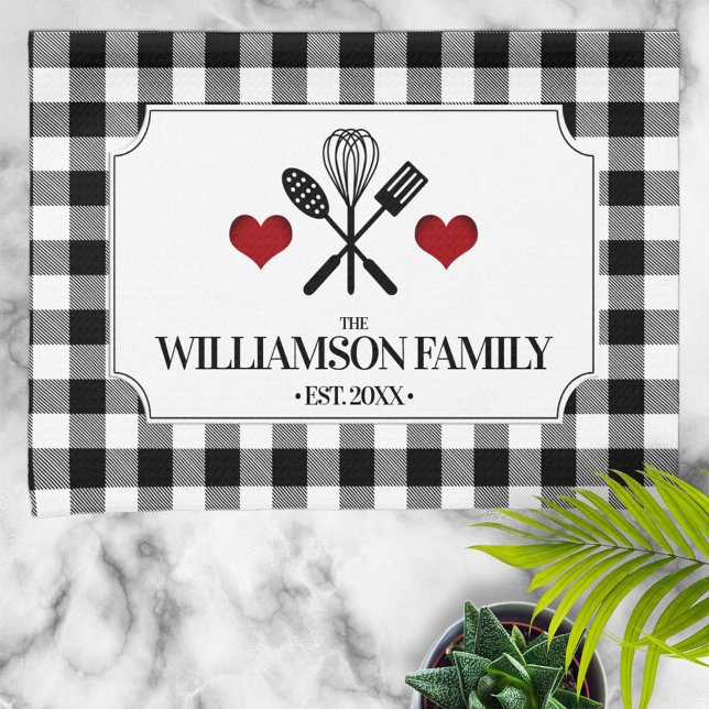 Rustic Country Kitchen Family Name Tea Towel (Creator Uploaded)