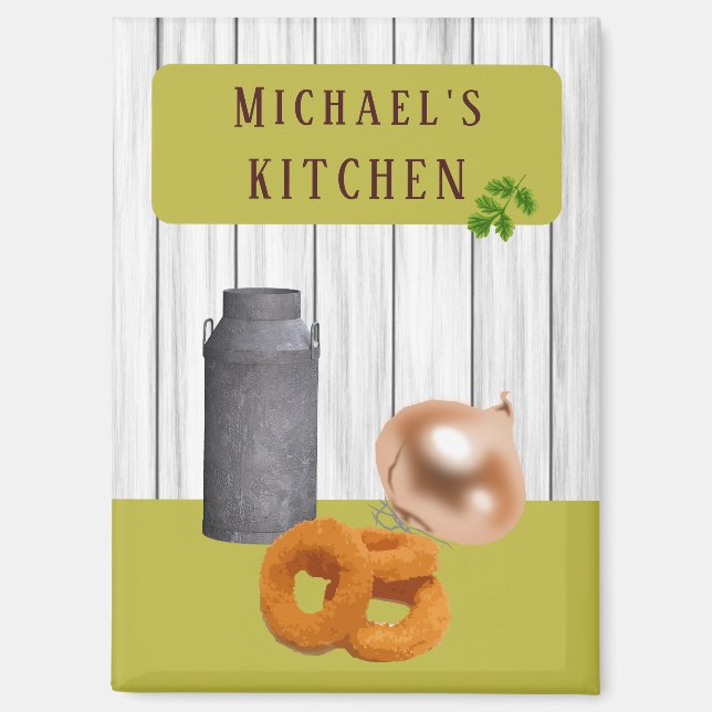 Rustic Country Kitchen with Name Magnet (Front)