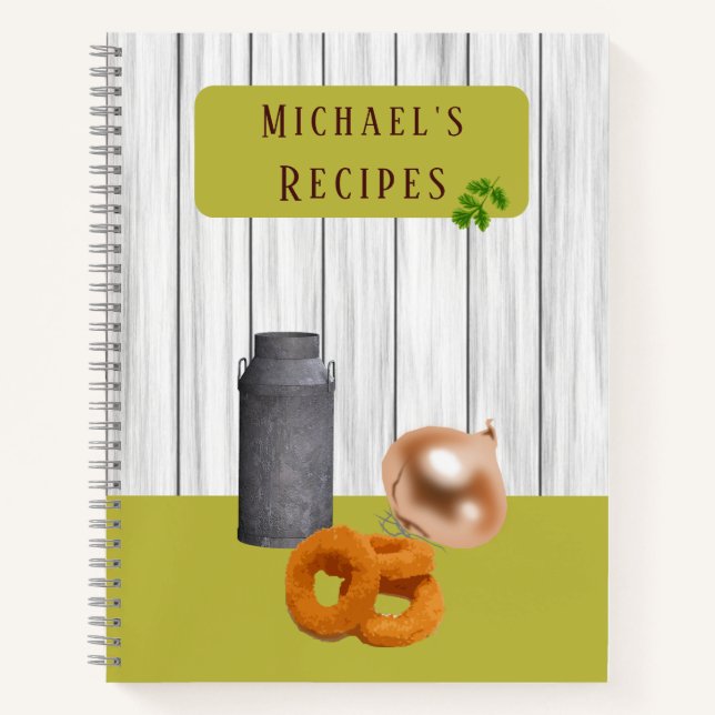 Rustic Country Kitchen with Name Recipe Book (Front)