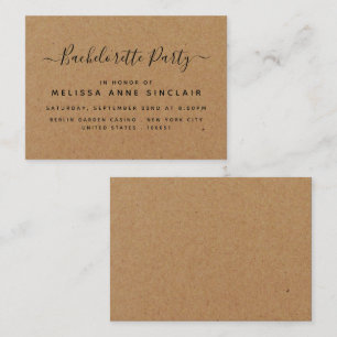 Rustic Country Kraft Bachelorette Party Invitation