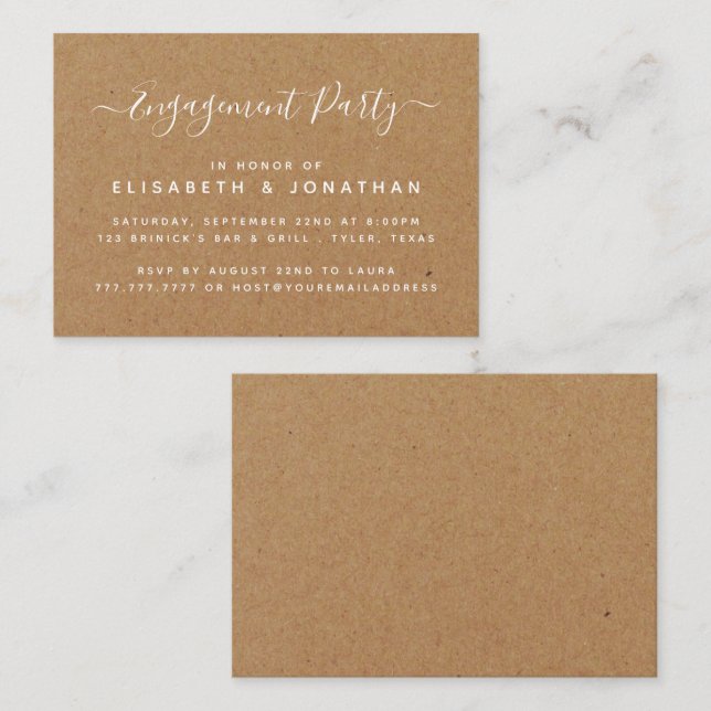 Rustic Country Kraft Engagement Party Ticket (Front/Back)