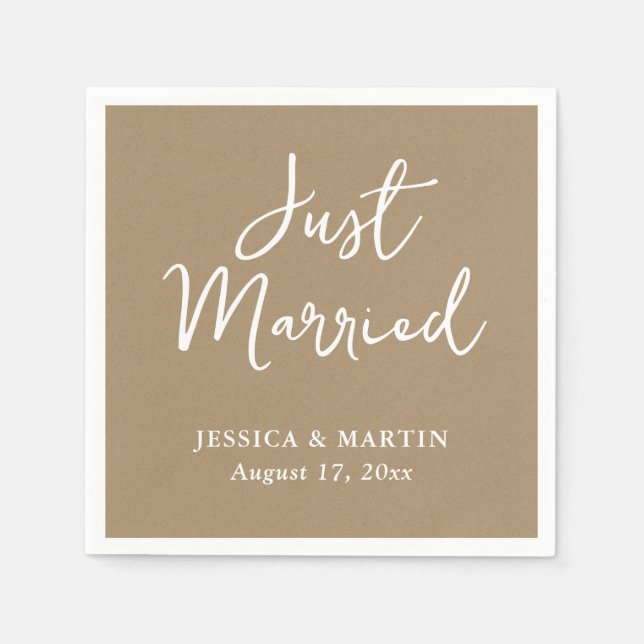 Rustic Country Kraft Paper Wedding Napkins (Front)
