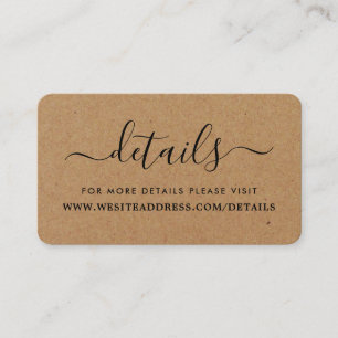 Rustic Country Kraft Simple Script Details Enclosure Card