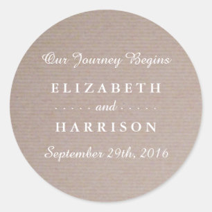 Rustic Country Kraft Wedding Favour Classic Round Sticker