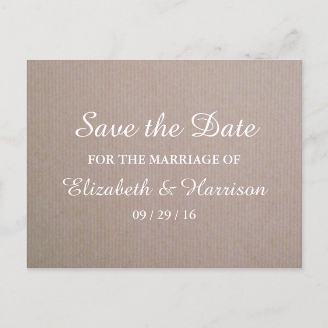 Rustic Country Kraft Wedding Save The Date Announcement Postcard (Front)